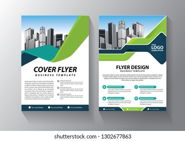 Brochure template layout, cover design annual report, magazine, flyer or booklet in A4 with blue geometric shapes on polygonal background - Vector