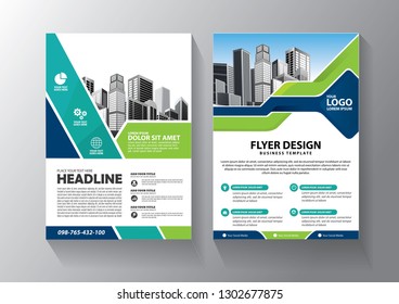 Brochure template layout, cover design annual report, magazine, flyer or booklet in A4 with blue geometric shapes on polygonal background - Vector