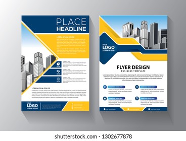 Brochure template layout, cover design annual report, magazine, flyer or booklet in A4 with blue geometric shapes on polygonal background - Vector