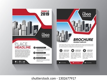 Brochure template layout, cover design annual report, magazine, flyer or booklet in A4 with blue geometric shapes on polygonal background - Vector