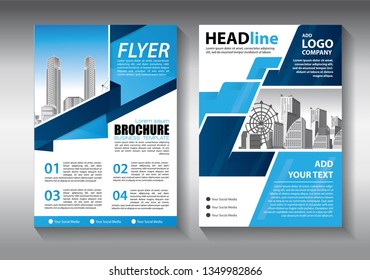Brochure template layout, cover design annual report, magazine, flyer or booklet in A4 with blue geometric shapes on polygonal background