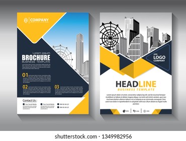 Brochure template layout, cover design annual report, magazine, flyer or booklet in A4 with blue geometric shapes on polygonal background