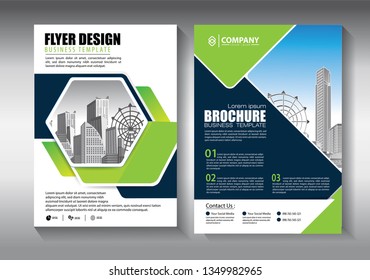 Brochure template layout, cover design annual report, magazine, flyer or booklet in A4 with blue geometric shapes on polygonal background