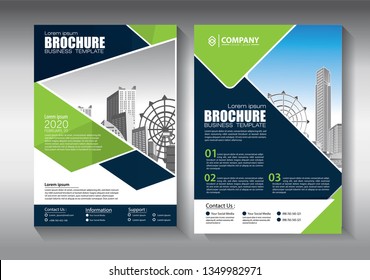 Brochure template layout, cover design annual report, magazine, flyer or booklet in A4 with blue geometric shapes on polygonal background