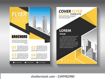 Brochure template layout, cover design annual report, magazine, flyer or booklet in A4 with blue geometric shapes on polygonal background