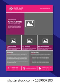 Brochure template layout, cover design annual report, magazine, flyer, leaflet in A4 with pink square, rhombus, circle, triangles, polygons with overlap effect for business and building. architecture