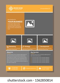 Brochure template layout, cover design annual report, magazine, flyer, leaflet in A4 with orange square, rhombus, circle, triangles, polygon with overlap effect for business and building. architecture