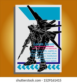 Brochure template layout, cover design annual report, magazine, flyer or booklet with mecha shapes. Vector Illustration.
