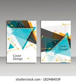 Brochure template layout, cover design annual report, magazine, flyer or booklet with triangular geometric background