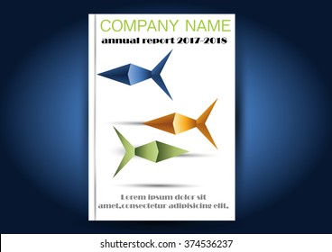 Brochure template layout, cover design annual report, magazine, flyer or booklet in A4 with three fishes background. Vector Illustration.