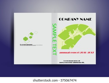 Brochure template layout, cover design annual report, magazine, flyer or booklet with green abstract background. Vector Illustration.