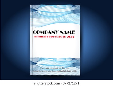 Brochure template layout, cover design annual report, magazine, flyer or booklet in A4 with blue wave technology abstract background. Vector Illustration.