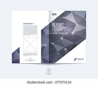 Brochure template layout, cover design annual report, magazine, flyer or booklet in A4 with grey and purple dynamic diagonal rectangular geometric shapes on polygonal background. Vector Illustration.