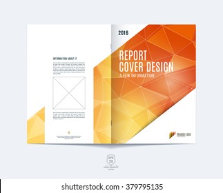 Brochure template layout, cover design annual report, magazine, flyer or booklet in A4 with fresh orange dynamic diagonal rectangular geometric shapes on polygonal background. Vector Illustration.