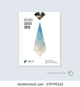 Brochure template layout, cover design annual report, magazine, flyer or booklet in A4 with blue geometric shapes on polygonal background. Vector Illustration.