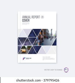 Brochure template layout, cover design annual report, magazine, flyer or booklet in A4 with blue geometric shapes on polygonal background. Vector Illustration.