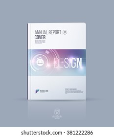 Brochure template layout, cover design, annual report, magazine and flyer with blue technology futuristic abstract background with light effect. Vector illustration.