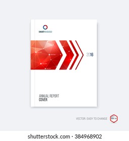 Brochure template layout, cover design annual report, magazine, flyer or booklet in A4 with dynamic arrows and geometric shapes on polygonal background. Vector Illustration.