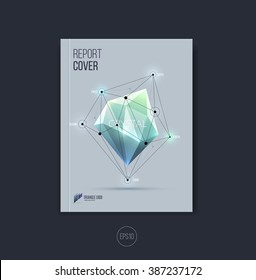 Brochure template layout, cover design annual report, magazine, flyer or booklet in A4 with gray polygonal diamond with communication concept. Vector Illustration.
