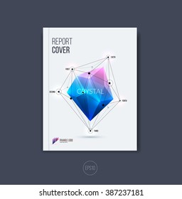 Brochure template layout, cover design annual report, magazine, flyer or booklet in A4 with red blue polygonal diamond with communication concept. Vector Illustration.