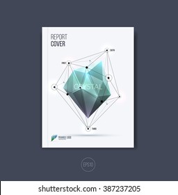 Brochure template layout, cover design annual report, magazine, flyer or booklet in A4 with grey polygonal diamond with communication concept. Vector Illustration.