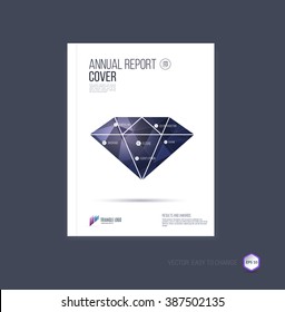 Brochure template layout, cover design annual report, magazine, flyer or booklet in A4 with blue polygonal diamond with communication concept. Vector Illustration.