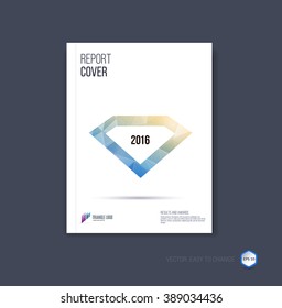 Brochure template layout, cover design annual report, magazine, flyer or booklet in A4 with blue beige polygonal diamond with communication concept. Vector Illustration.