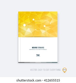 Brochure template layout, cover design, annual report, magazine, flyer or booklet in A4 with  triangles geometric shape on polygonal background. Business vector Illustration.