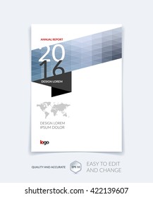 Brochure template layout, cover design annual report, magazine, flyer or booklet in A4 with grey triangles for business, technology and science. Vector design with digital pixel mosaic.