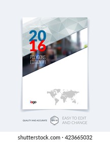 Brochure template layout, cover design annual report, magazine, flyer, leaflet in A4 with balck-white triangles for business, technology and science and polygonal background. 