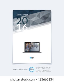 Brochure template layout, cover design annual report, magazine, flyer, leaflet in A4 with balck-white triangles for business, technology and science and polygonal background. Vector
