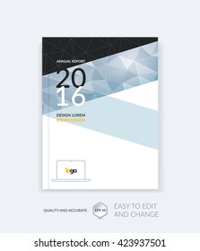 Brochure template layout, cover design annual report, magazine, flyer, leaflet in A4 with grey triangles for business, technology and science and polygonal background. Vector.