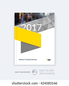 Brochure template layout, cover design annual report, magazine, flyer, leaflet in A4 with grey triangles for business, technology and science and polygonal background. Vector.