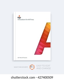 Brochure template layout, cover design annual report, magazine, flyer, leaflet in A4 with A character letter for business, technology and science with overlay transparency effect. Vector.