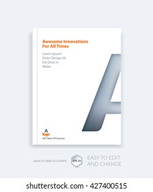 Brochure template layout, cover design annual report, magazine, flyer, leaflet in A4 with A character letter for business, technology and science with overlay transparency effect. Vector.