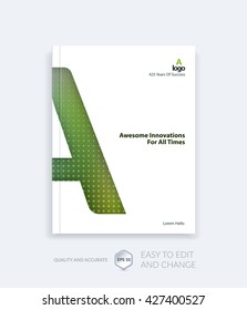 Brochure template layout, cover design annual report, magazine, flyer, leaflet in A4 with A character letter for business, technology and science with overlay transparency effect. Vector.