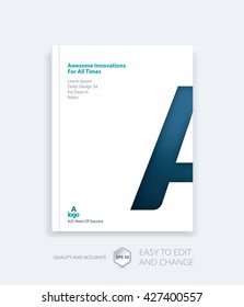 Brochure template layout, cover design annual report, magazine, flyer, leaflet in A4 with A character letter for business, technology and science with overlay transparency effect. Vector.