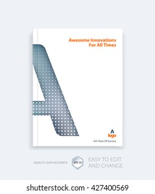 Brochure template layout, cover design annual report, magazine, flyer, leaflet in A4 with A character letter for business, technology and science with overlay transparency effect. Vector.