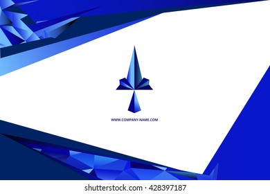 Brochure template layout, cover design annual report, magazine, flyer or booklet in A4 with blue dynamic arrows and geometric shapes on polygonal background. Vector Illustration.