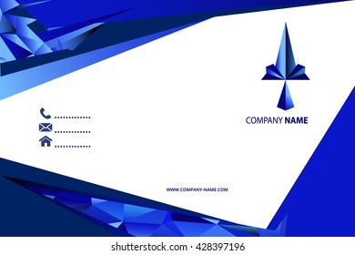Brochure template layout, cover design annual report, magazine, flyer or booklet in A4 with blue dynamic arrows and geometric shapes on polygonal background. Vector Illustration.