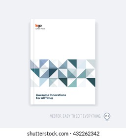 Brochure template layout, cover design annual report, magazine, flyer, leaflet in A4 with grey triangles for business, technology and science in style of material design. Vector.