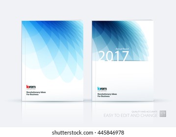 Brochure template layout, cover design annual report, magazine, flyer or booklet in A4 with blue soft wave flower shapes for business and beauty template with beautiful overlap effect. Vector set.