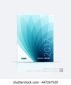 Brochure template layout, cover design annual report, magazine, flyer or booklet in A4 with blue soft wave flower shapes for business and beauty template with beautiful overlap effect. Vector.