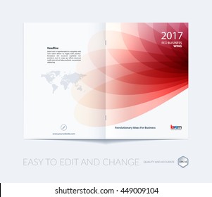 Brochure template layout, cover design annual report, magazine, flyer or booklet in A4 with red soft wave flower shapes for business and beauty template with beautiful overlap effect. Vector.