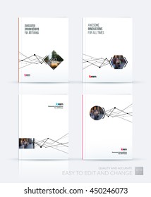 Brochure template layout, cover design annual report, magazine, flyer or booklet in A4 with grid, mesh, dots and lines for business books with communication and connection concept. Vector Set.