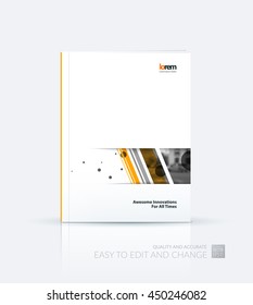 Brochure template layout, cover design annual report, magazine, flyer or booklet in A4 with orange grid, mesh, dots and lines for business books with communication and connection concept. Vector.