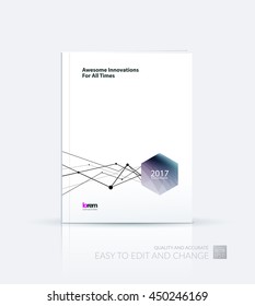 Brochure template layout, cover design annual report, magazine, flyer or booklet in A4 with grid, mesh, dots and lines for business books with communication and connection concept. Vector.