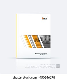 Brochure template layout, cover design annual report, magazine, flyer or booklet in A4 with orange grid, mesh, dots and lines for business books with communication and connection concept. Vector.