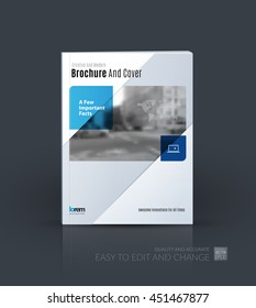 Brochure template layout, cover design annual report, magazine, flyer or booklet in A4 with blue squares, rectangles and overlap effect for business with industrial and modern concept. Vector.