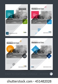 Brochure template layout, cover design annual report, magazine, flyer or leaflet in A4 with colourful squares, rectangles and overlap effect for business with industrial, modern concept. Vector set.